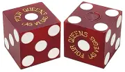 Four Queens Las Vegas Casino Craps Dice Pair Red Frosted Matching Serial #s