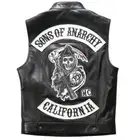 Sons of Anarchy SOA Jax Teller President Redwood Motorcycle Black Leather Vest