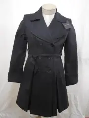 Preston York Women $149 Double Breasted Black 8 Trench Coat Long Belt Wrap Parka
