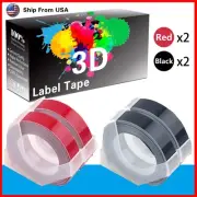 4-Pack (2Red+2Black) Label Tape 3D Work for Motex E-101 E-303 Makers