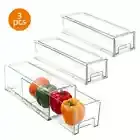 x3 Fridge ORGANIZER BINS Stackable Refrigerator STORAGE DRAWERS Clear Plastic 3