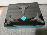 Aqua Blue Gloss Black Dragon Theme Trinket storage Box 11" x 7" Inches
