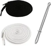 BOROLA 2Pcs 51 Inch Cotton Drawstring Cord Replacement Drawstrings for Sweatpants and Shorts，Universal Drawstring Hoodies，Premium Hoodie String Replacement，with Easy Metal Threader.（Black+White