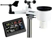 Solar Powered Wireless Professional Weather Station, Wireless Thermometer with Color Touch Screen, Can Provide Wind Speed, Wind Direction, Temperature, Humidity, Rainfall ect