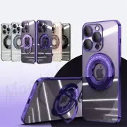 For iPhone 15 14 13 12 11 Magsafe Luxury Plated Case Magnetic Ring Holder Cover