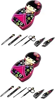 FOMIYES 2 Sets Complete Manicure Set Nail Scissors File Earring Clip for Personal Home Use Travel Size Compact Storage Bag Random Color