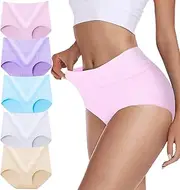 [TDONE] Underwear Women Cotton 5 Pack Knickers Womens Briefs Comfy Hipster Panties Ladies High Waisted Underpants Sexy Panty Ladies Soft Breathable Moisture Wicking Underwear, 1*red/2*blue/2*black,