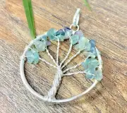 Fluorite Tree Of Life Pendant Gemstone Specimen Chakra Crystal Stone Jewelry