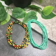 2 PC Handmade 50" Waist Beads Necklace African Boho Bracelet Anklet Set A1048