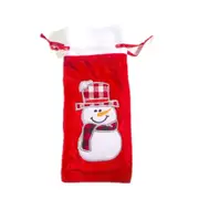 3 PCS Christmas Flannel Champagne Wine Bag Decoration Supplies(Snowman )