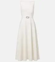 [Safiyaa] Safiyaa Belted A-line midi dress AU 12 white