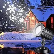 Snowfall LED Light Projector, [2023 Update] Christmas Rotating Snowflake Projector Lamp, IP65 Waterproof White Snow for Outdoor Indoor Decoration Lighting on Halloween Birthday Wedding Party (White)