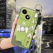 Phone Case Compatible with ZTE Blade A35E, Kickstand Back Cover Shockproof Dirt-Resistant Cartoon Waterproof Anti-Knock Lanyard Soft case Cute