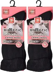 [ZRWASKA] 2 Pairs Diabetic Socks For Womens Merino Wool Thermal socks Extra Warm Thick Non Elastic Soft Top Wide Elastic Walking, Hiking,