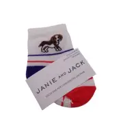 NWT Janie And Jack Beagle Socks 0-3 Months White Striped Knit Cotton Blend