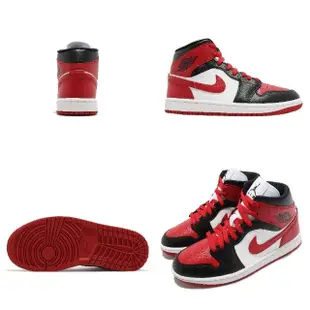 【NIKE 耐吉】Wmns Air Jordan 1 Mid 女鞋 男鞋 黑 紅 Bred Toe 芝加哥 AJ1(BQ6472-079)