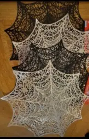 Set of 4 Halloween BLACK & SILVER Vinyl Spiderweb Placemats 18.9"X15" Wipe Clean