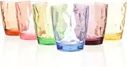 13oz Drinking Glasses Set Acrylic Glassware for Kids Colored Plastic Tumblers Cups Picnic Water Glasses Unbreakable Juice Drinkware for Camping Restaurant Beach Party BPA Free Dishwasher Safe