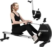 Rowing Machine Foldable Rower Machine with LCD Display Adjustable Resistance Body Training Machine for Home Use, Sliding Wheel Type