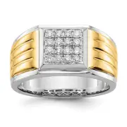 14k Two-tone Gold 3/8 Ct Lab Grown Diamond Complete Cluster Men's Ring Size 10