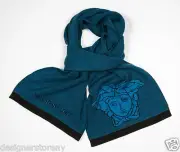 Versace 50% Wool/50% Polyester Blue Scarf 12 x 70" SCG1MLA8744 0002