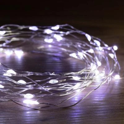 Battery Operated 100 LED Wire Pin Lights – 10m, available in 3 Colors - Warm W