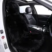1Pc Faux Sheepskin Wool Fur Car Seat Cover for Cars SUV Trucks Universal Fit, Soft Plush Synthetic Wool Buck Fur Car Seat Cushions by FLMaples(Black)