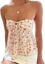 [Geagodelia] Women's Tube Top Sexy Bandeau Top Strapless Off Shoulder Tops Y2k Fashion Aesthetic Clothes Summer Outfit Backless Crop Tops Streetwear