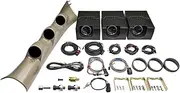 MaxTow Match Diesel Gauge Package Compatible with Dodge Ram 6.7L Cummins 2500 3500 2010-2018 - Double Vision 60 PSI Boost, 1500 F Pyrometer EGT & 30 PSI Fuel Pressure Gauges - Taupe Triple Pillar Pod