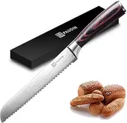 PAUDIN Bread Knife, 8 Inch Bread Slicing Knife, German High Carbon Stainless Steel Serrated Edge Knife with Ergonomic Handle, for Homemade, Crusty Bread
