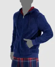 $70 Club Room Men Blue Red Fleece Full Zip Reversible PJ Hoodie Sweater Size XL