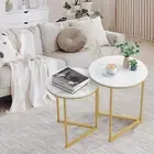 Real Marble Set End Tables Nesting Style Modern Sofa Side Table For Small Space