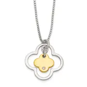 Sterling Silver Gold-Tone Cz Floral Necklace