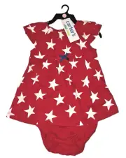 Carters BABY GIRL 0-3M 100% COTT RED WHITE BLU Top & Bloomers SET Summer July 4