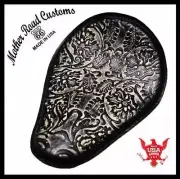 Spring Seat Chopper Bobber Harley Sportster Honda 11x14 NatBlk Oak Leaf Leather