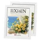 11x14 Picture Frame 2 Pack, White Solid Wood, Wall Gallery Poster Frame