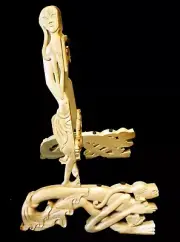 Blueberry Handmade Carved Wood Guitar Stand Humanoid Pre-Order 60 Day Delivery
