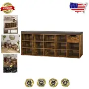 Elegant Entryway Shoe Rack with 14 Cubbies & Removable Cushion for Easy Cleanup