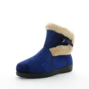Panda Ellidy Women's Bootie Slippers - Blue Embossed