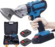 Electric Metal Scissors, Cordless Metal Shear with 2 Batteries & Carry Case, LED Lighting, Low/High Speed, Metal Cutting Tool for Cutting Over Sheets of Iron Steel Cardboard