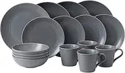 [Royal Doulton] 40003015 Gordon Ramsay Maze 16-Piece Dinner Set, Grey