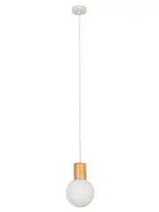 Juno 1 Light Pendant in Teak with Frosted Opal Glass
