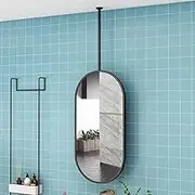 Oval Ceiling Mounted Mirror Hanging Rod,Bathroom Vanity/Makeup Mirror,Ceiling Hanging Rod Mirror,Boom Can Be Customized,Extremely Narrow Bezel Design,50 * 80cm
