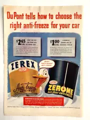 Du Pont Anti Freeze Zerex Zerone Life Magazine 14inx10in Print Ad WWII Era
