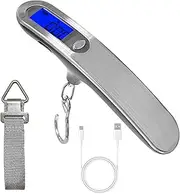 Simofuze Luggage Scale Rechargeable, High Precision Digital Travel Scale, Digital Hanging Scale with 110lb 50KG Capacity, Portable Luggage Weight Scale, Hook+Strap, Type-C Cable Included
