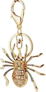 [Generic] Decorative Spider Keychain, Gold-Tone Crystal Rhinestone Design, Metal Bag Charm