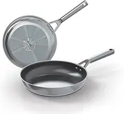 Ninja ZEROSTICK Stainless Steel Cookware 2-Piece Frying Set, 20/26cm Frying Pans, Long Lasting, Non-Stick, Induction Compatible, Oven Safe to 260°C, C62100UK