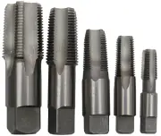 Drill America 5 Piece NPT Pipe Tap Set (1/8", 1/4", 3/8", 1/2″ and 3/4″), Pla...