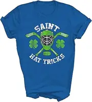 [Above Good Tee] Saint Hattrick St Patrick's Day Hockey Hat Tricks Field Ice Player Fans Gift Unisex Shirt Women Men T-Shirt (Royal;XL)