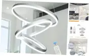 Modern Sliver Led Chandelier 3 Rings Pendant Lights Dimmable Chandeliers Color